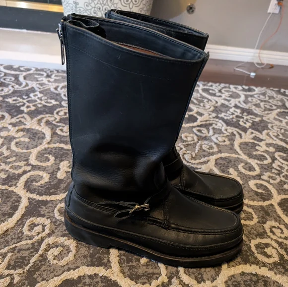 Russell Moccasin Black Leather Men's Boots 12.5 - Picture 2 of 9